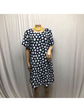 Old Navy Dress Daisy Print Womens Size Large Short Sleeve Lightweight Shift